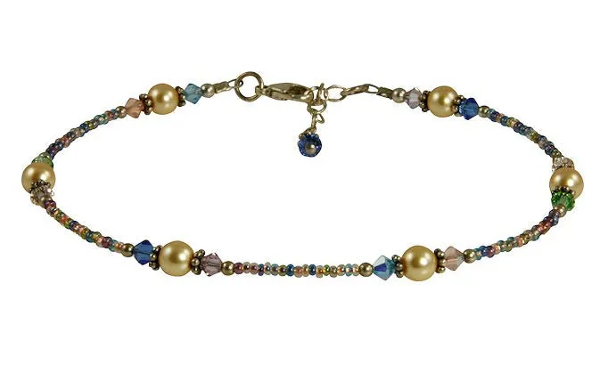 Sunset Golden Pearl Beaded Anklet