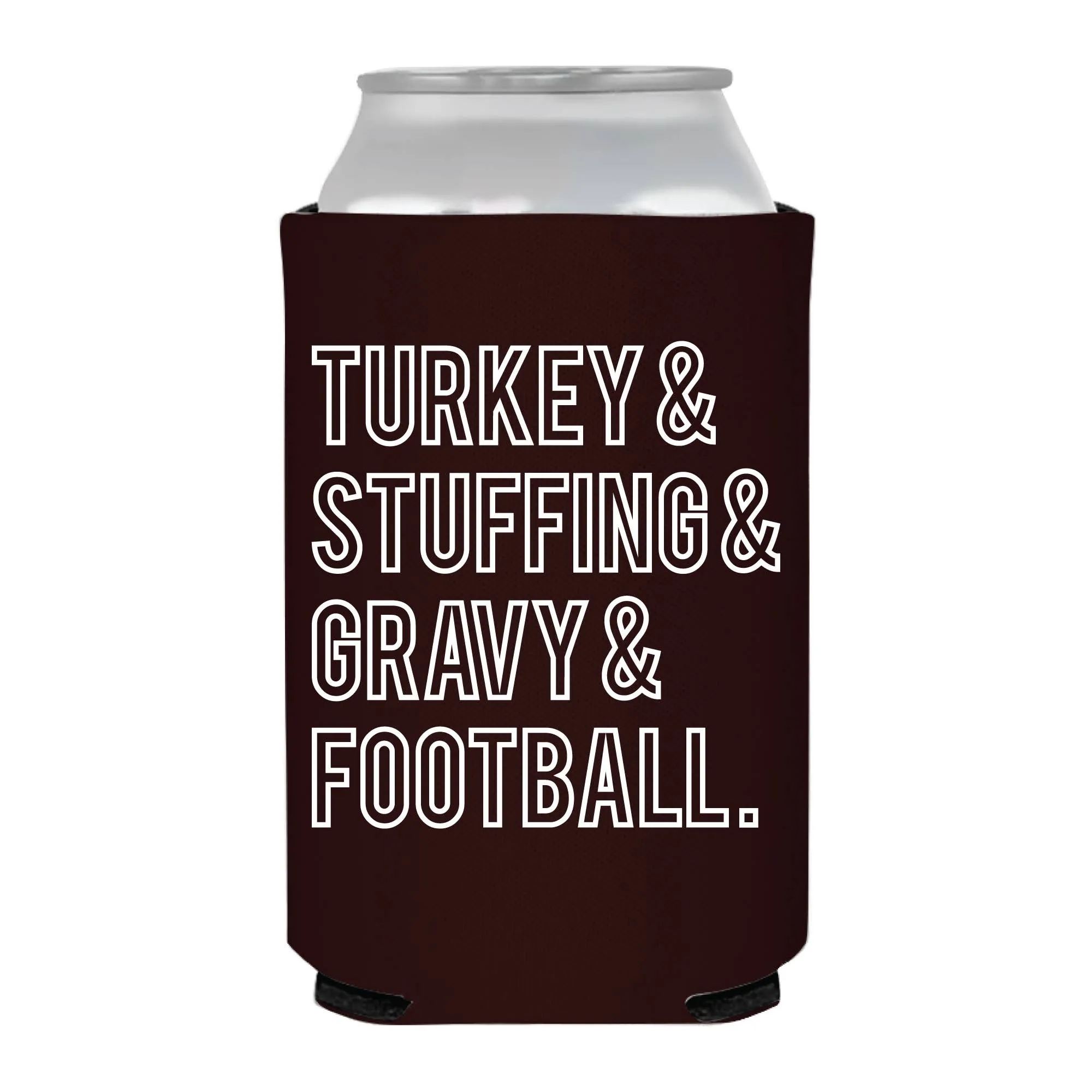 Turkey Stuffing Gravy Football Can Cooler - Fall