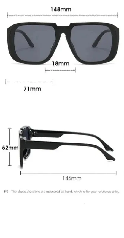 VAIGE Retro Square Sunglasses with UV400 Protection, Polycarbonate Frame and Lenses, Classic Vintage Style, 65mm Width and 56mm Height