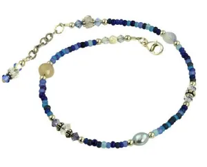 Winter Blue Crystal Beaded Anklet