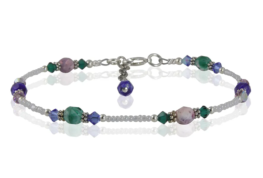 Winter Crystal Bali Beaded Anklet