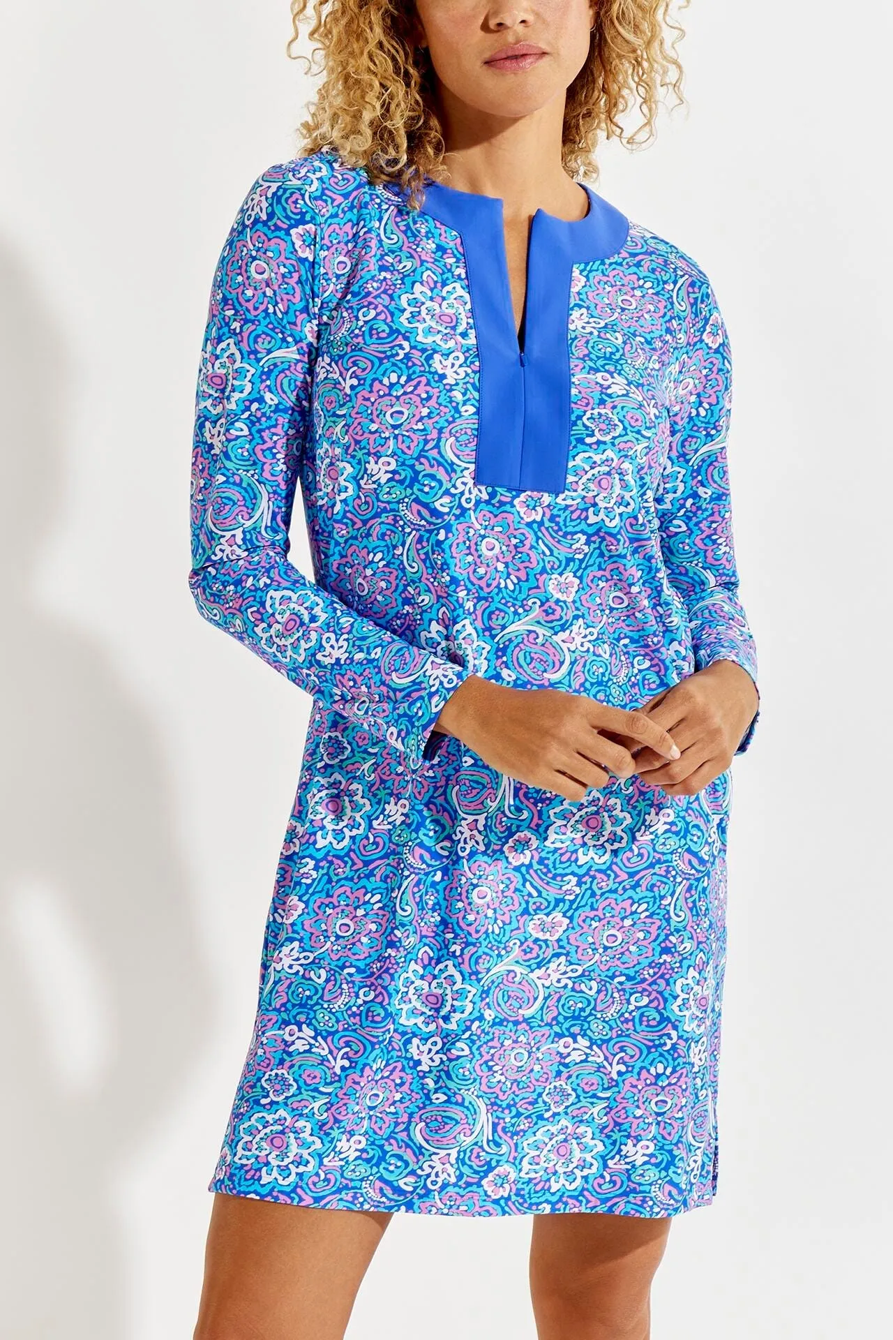 Women's Shoreside Swim Cover-Up Dress | Blue Multicolor Spring Floral