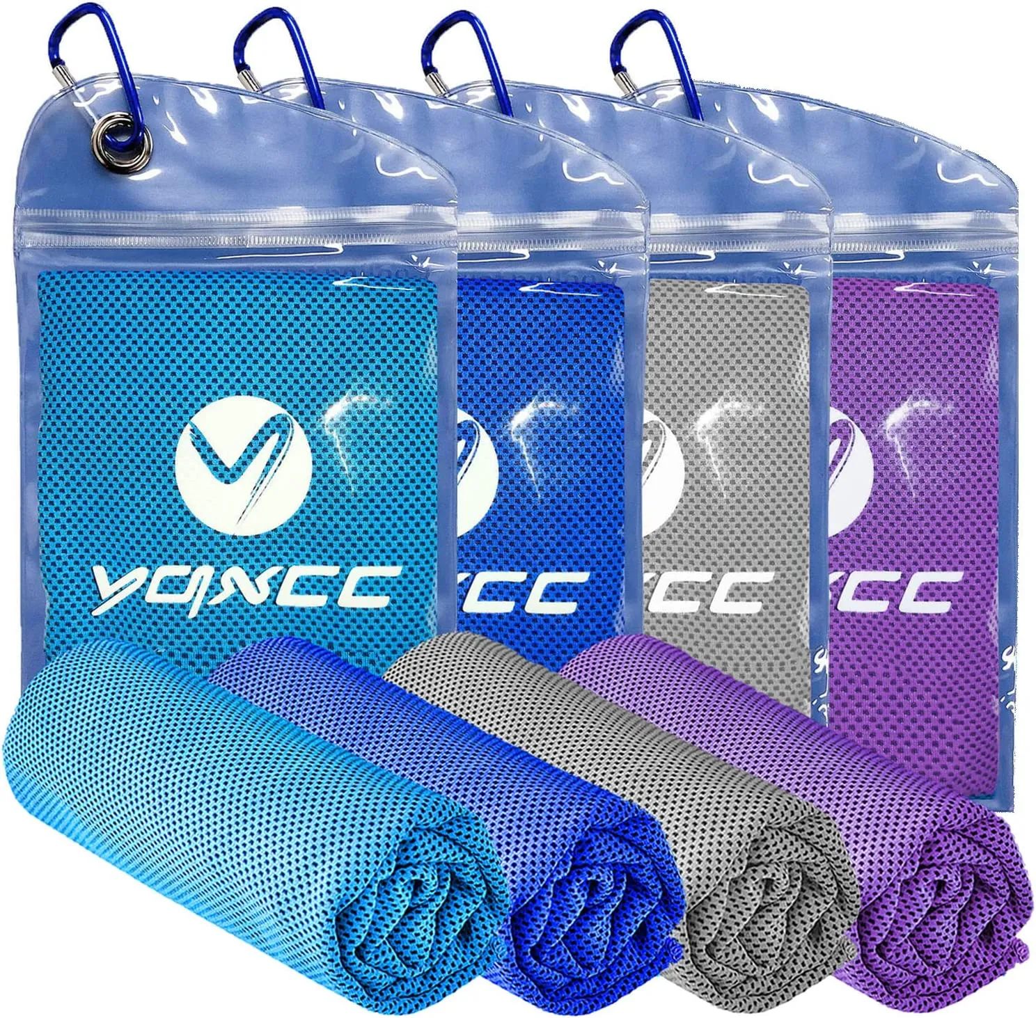 YQXCC 4 Pack Cooling Towel (47"x12") Ice Towel for Neck, Microfiber Cool Towel, Soft Breathable Chilly Towel for Yoga, Sports, Golf, Gym, Camping, Running, Fitness, Workout & More Activities