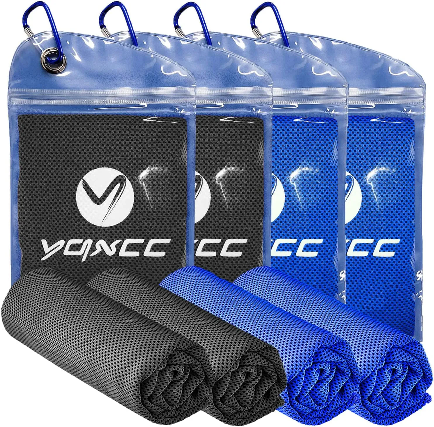 YQXCC 4 Pack Cooling Towel (47"x12") Ice Towel for Neck, Microfiber Cool Towel, Soft Breathable Chilly Towel for Yoga, Sports, Golf, Gym, Camping, Running, Fitness, Workout & More Activities