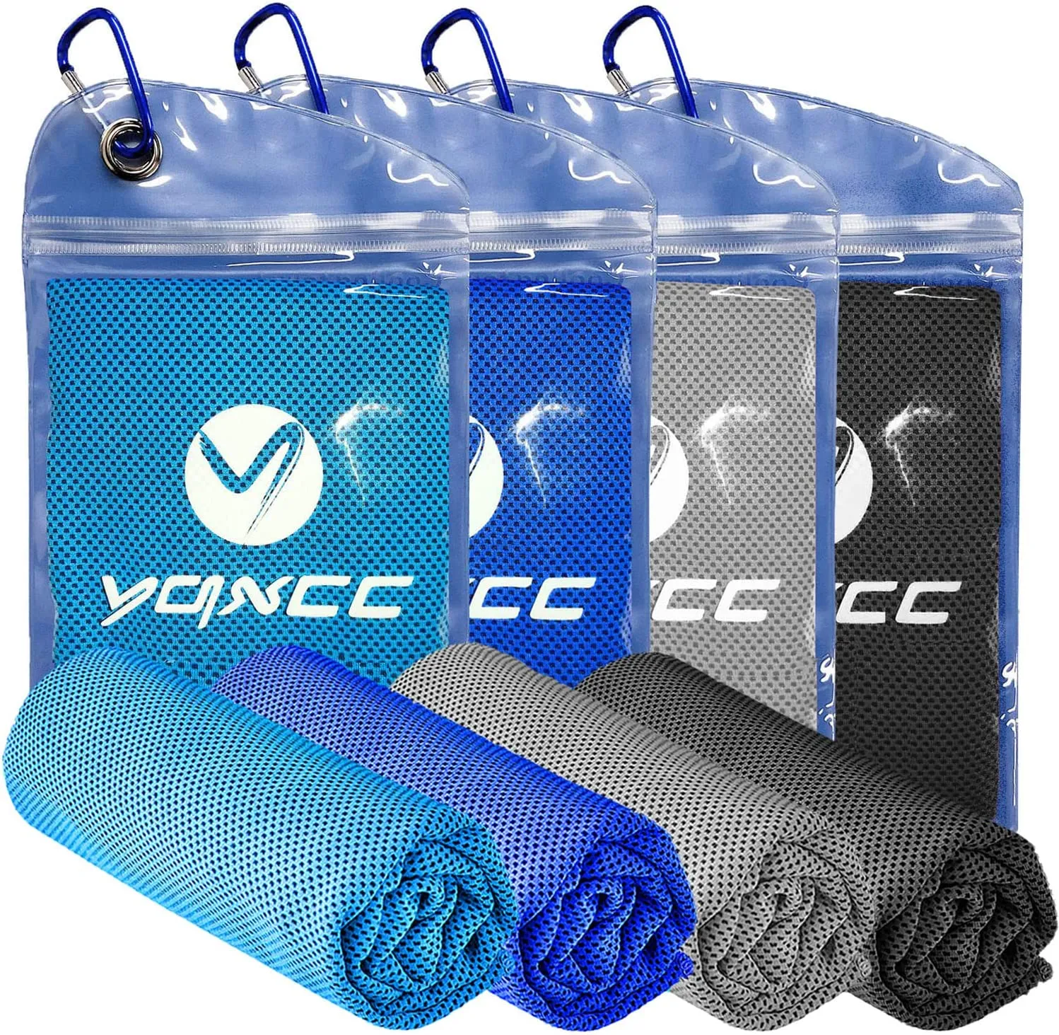 YQXCC 4 Pack Cooling Towel (47"x12") Ice Towel for Neck, Microfiber Cool Towel, Soft Breathable Chilly Towel for Yoga, Sports, Golf, Gym, Camping, Running, Fitness, Workout & More Activities