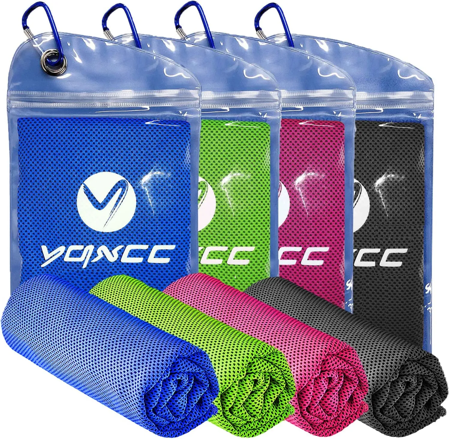 YQXCC 4 Pack Cooling Towel (47"x12") Ice Towel for Neck, Microfiber Cool Towel, Soft Breathable Chilly Towel for Yoga, Sports, Golf, Gym, Camping, Running, Fitness, Workout & More Activities