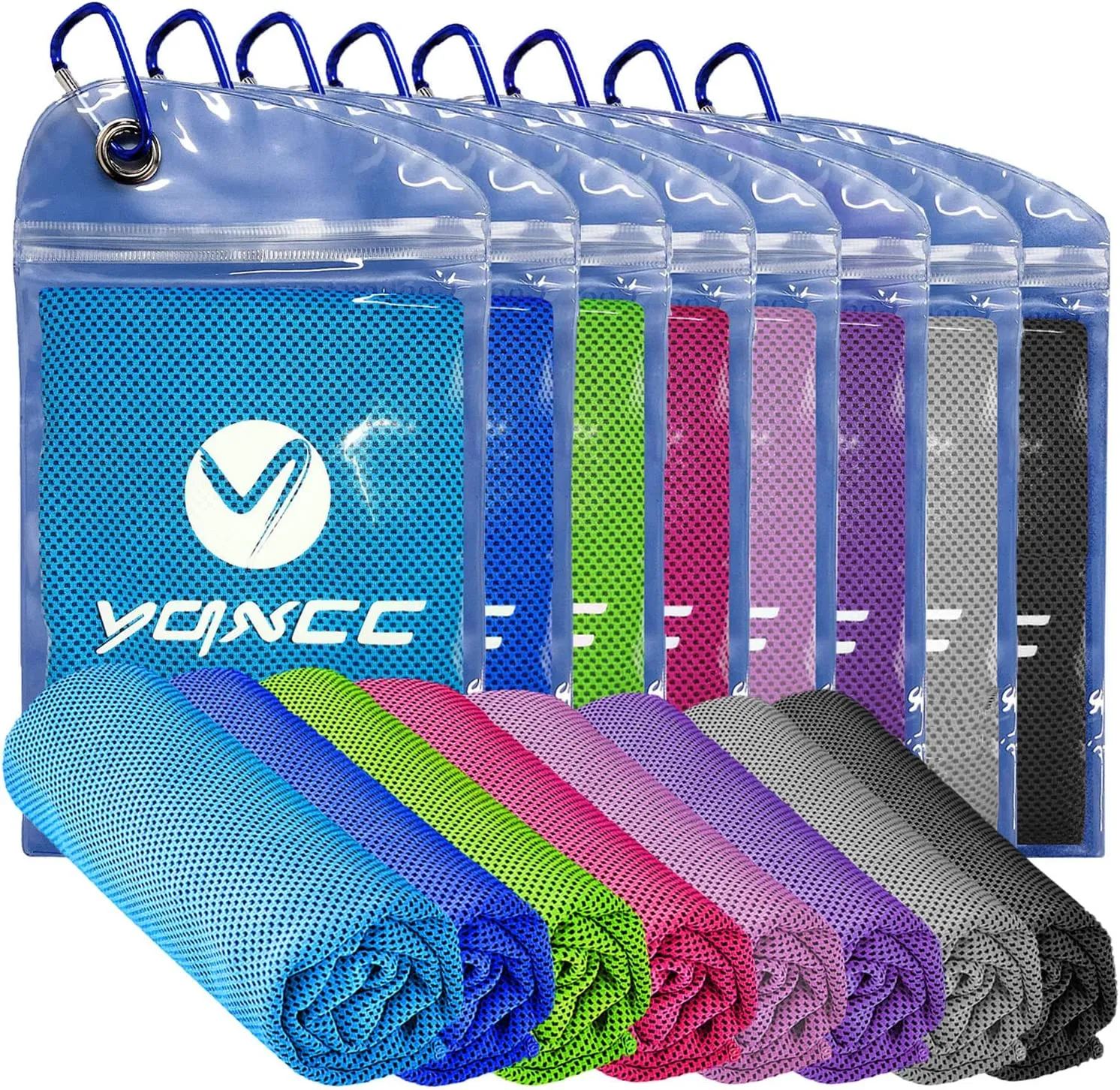 YQXCC 4 Pack Cooling Towel (47"x12") Ice Towel for Neck, Microfiber Cool Towel, Soft Breathable Chilly Towel for Yoga, Sports, Golf, Gym, Camping, Running, Fitness, Workout & More Activities