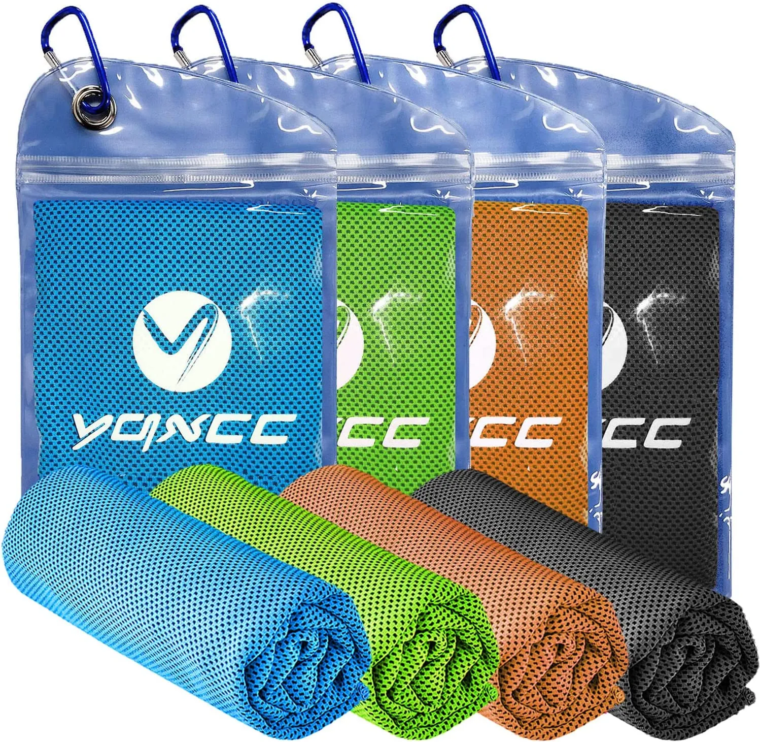 YQXCC 4 Pack Cooling Towel (47"x12") Ice Towel for Neck, Microfiber Cool Towel, Soft Breathable Chilly Towel for Yoga, Sports, Golf, Gym, Camping, Running, Fitness, Workout & More Activities