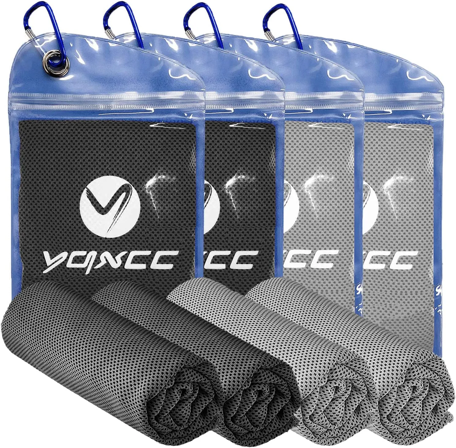 YQXCC 4 Pack Cooling Towel (47"x12") Ice Towel for Neck, Microfiber Cool Towel, Soft Breathable Chilly Towel for Yoga, Sports, Golf, Gym, Camping, Running, Fitness, Workout & More Activities