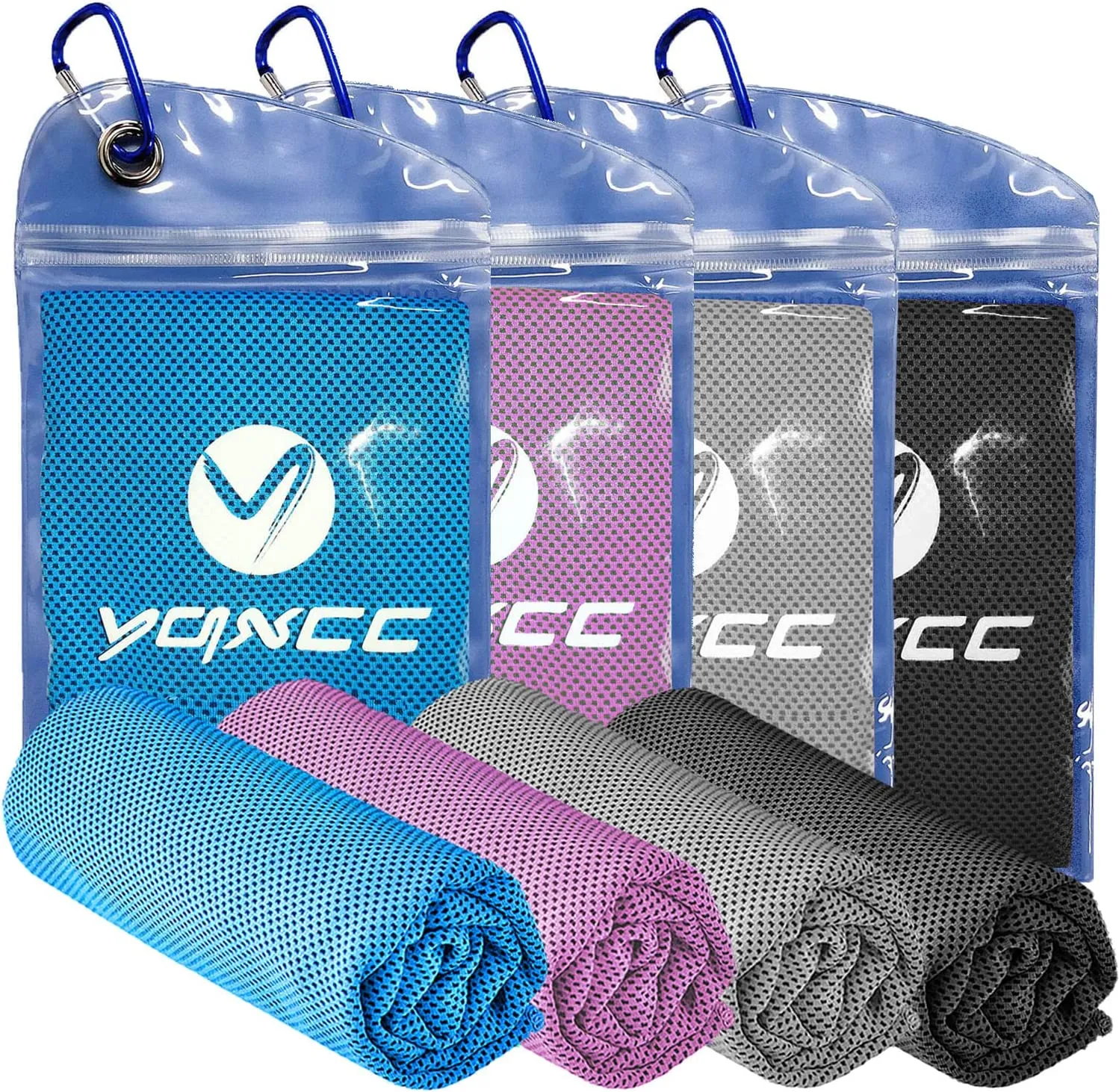 YQXCC 4 Pack Cooling Towel (47"x12") Ice Towel for Neck, Microfiber Cool Towel, Soft Breathable Chilly Towel for Yoga, Sports, Golf, Gym, Camping, Running, Fitness, Workout & More Activities