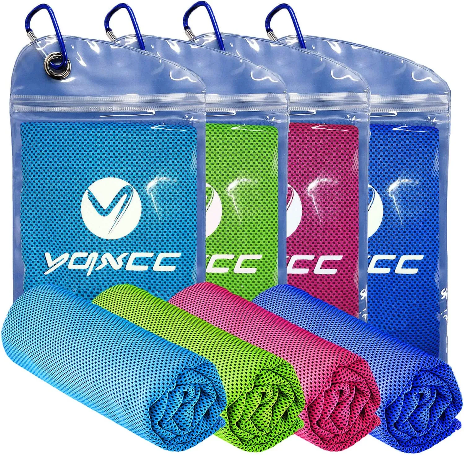 YQXCC 4 Pack Cooling Towel (47"x12") Ice Towel for Neck, Microfiber Cool Towel, Soft Breathable Chilly Towel for Yoga, Sports, Golf, Gym, Camping, Running, Fitness, Workout & More Activities