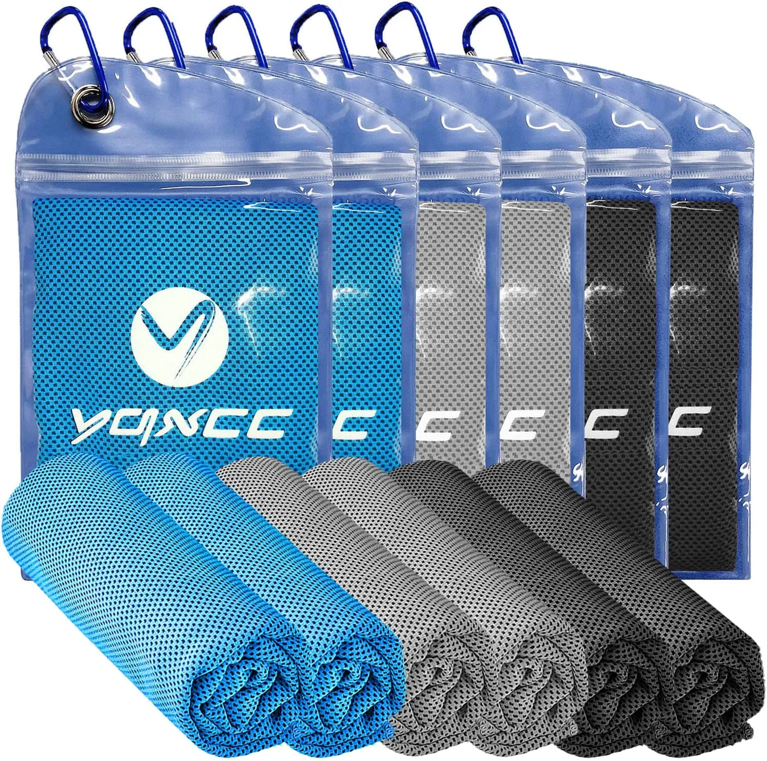 YQXCC 4 Pack Cooling Towel (47"x12") Ice Towel for Neck, Microfiber Cool Towel, Soft Breathable Chilly Towel for Yoga, Sports, Golf, Gym, Camping, Running, Fitness, Workout & More Activities